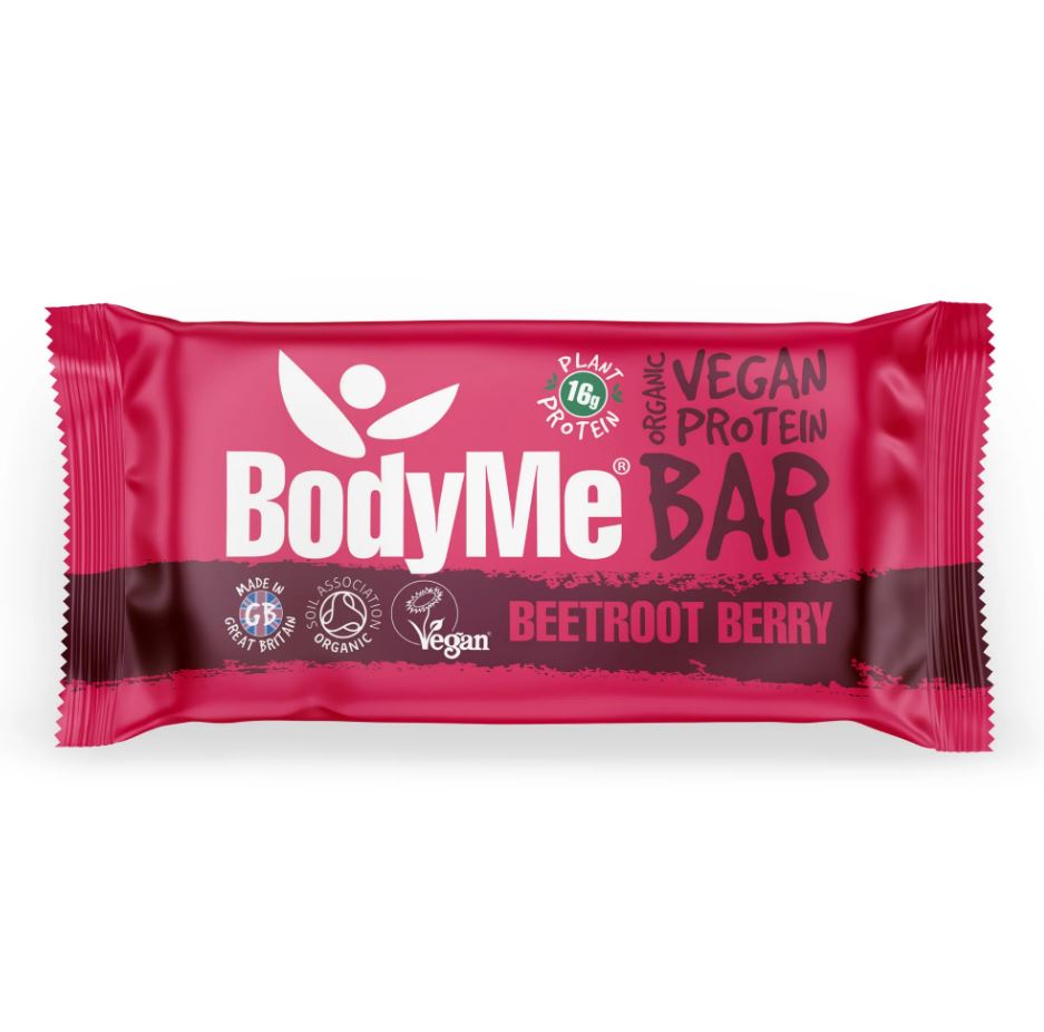 BodyMe Beetroot Berry vegan protein bar.