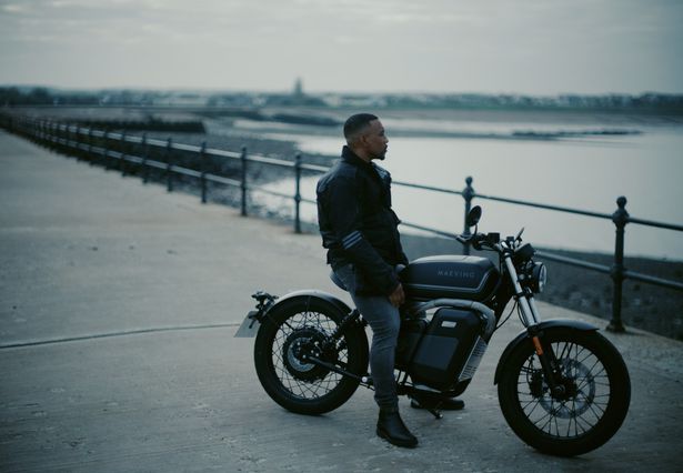 Ashley Walters on a Maeving electric motorbike