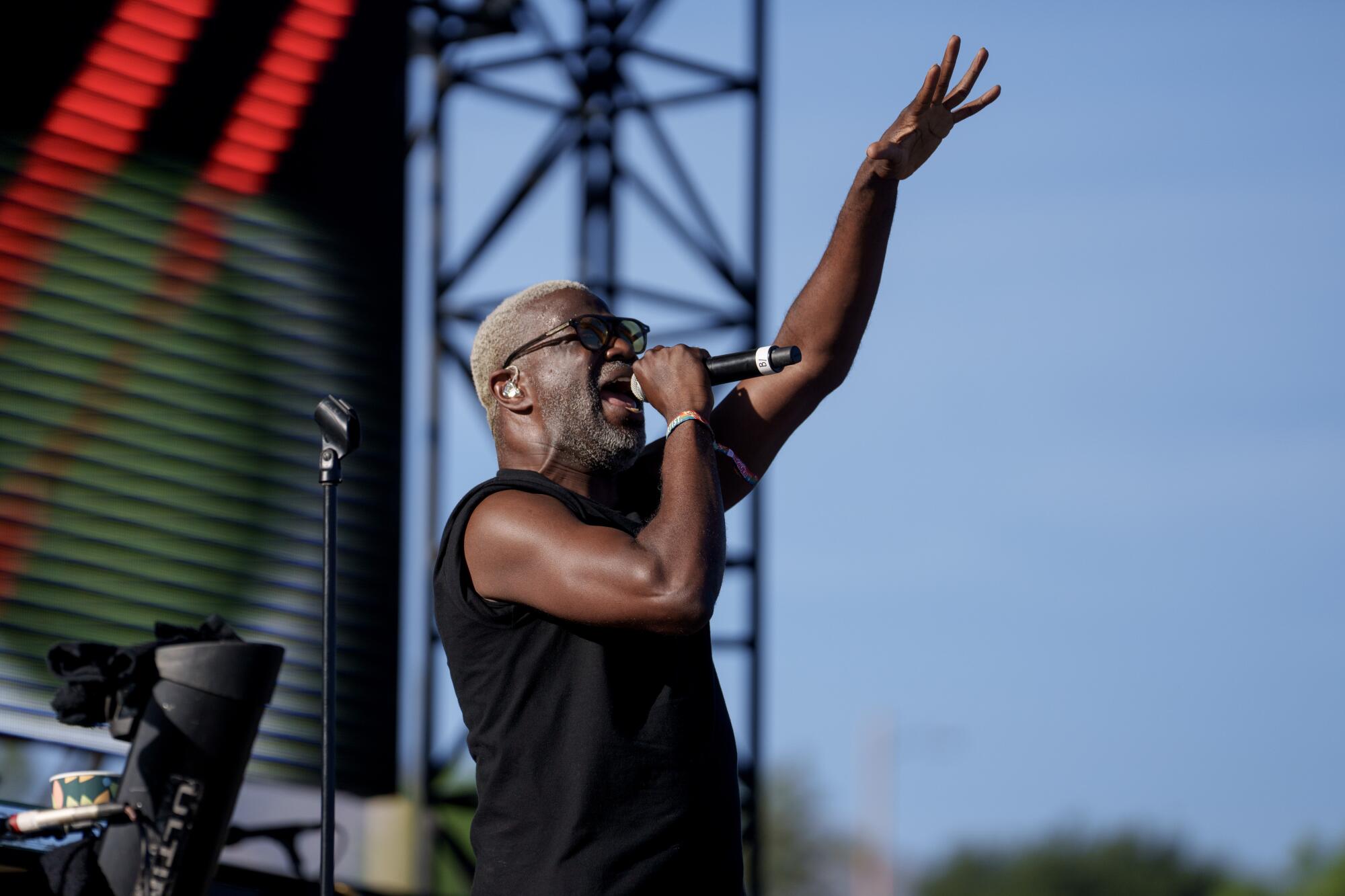 Tunde Adebimpe performs with TV on the Radio.