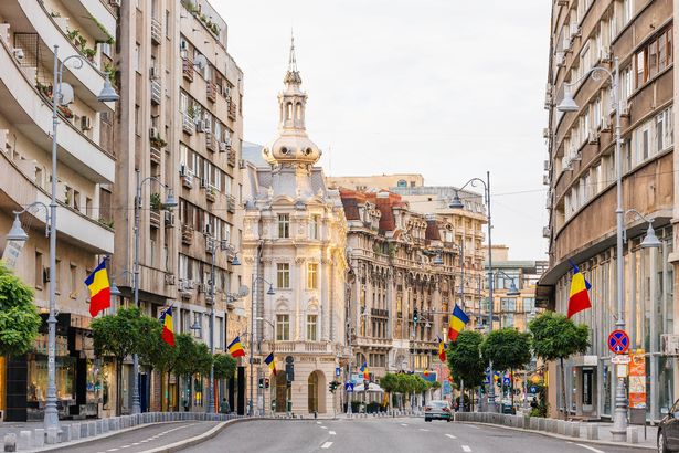 Street in Bucharest historical center, Romania