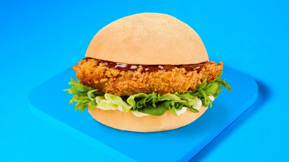 Crispy chicken burger with lettuce and sauce.