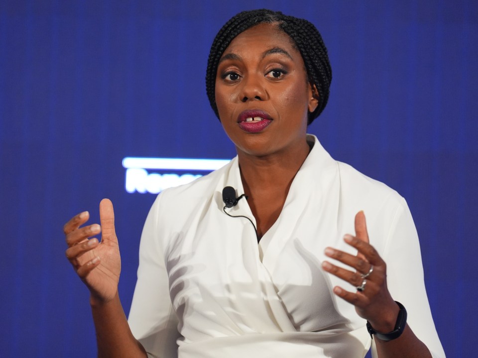 Kemi Badenoch speaking at a Conservative Party event.