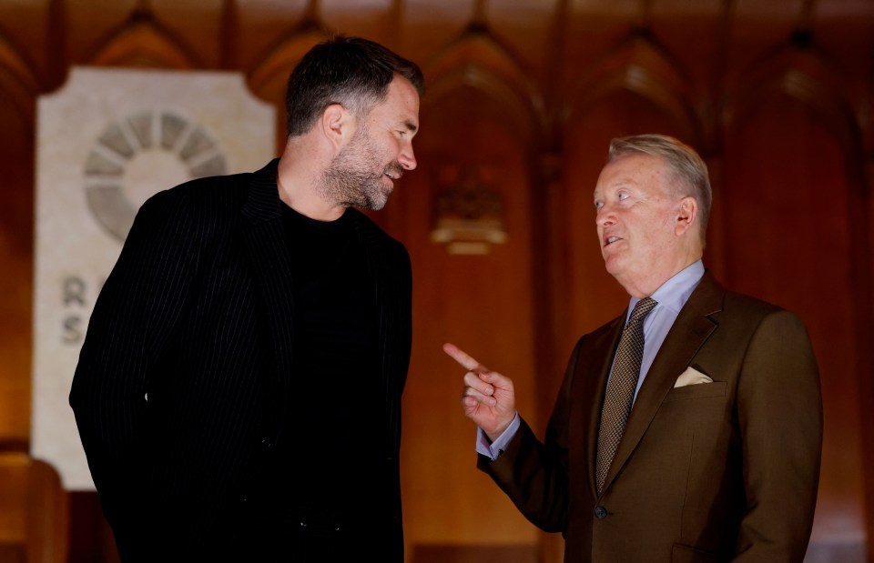 Eddie Hearn and Frank Warren at a press conference.