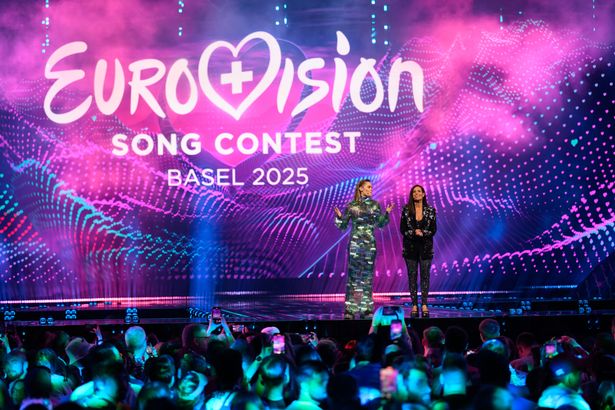 Official Eurovision hosts Hazel Brugger and Sandra Studer