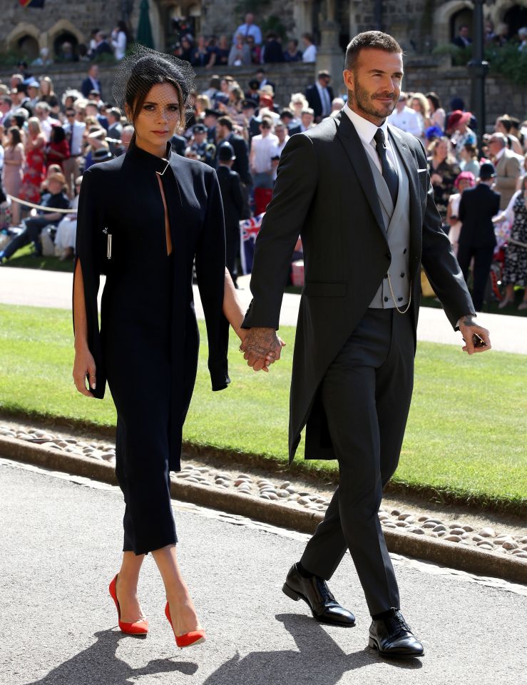 Victoria and David Beckham arriving at Prince Harry and Meghan Markle's wedding.