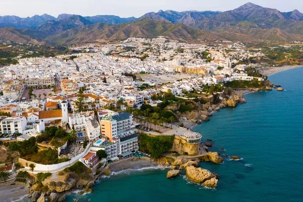 Aerial image of Spanish tourist city of Nerja