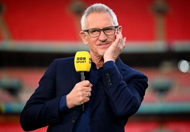 Gary Lineker holding a BBC mic