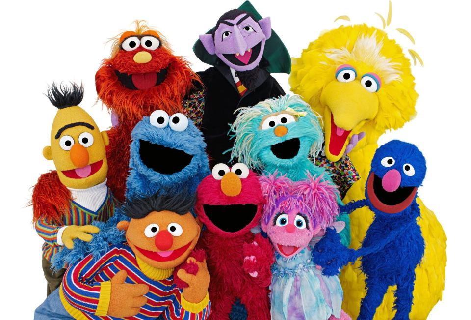 Group photo of Sesame Street Muppets.