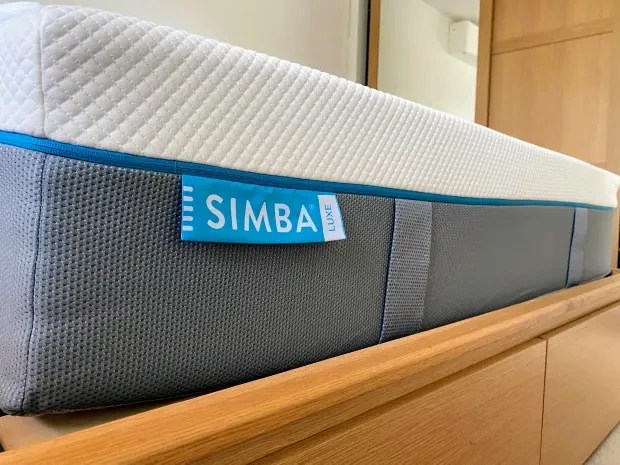 Simba Hybrid Luxe mattress on a bed frame.