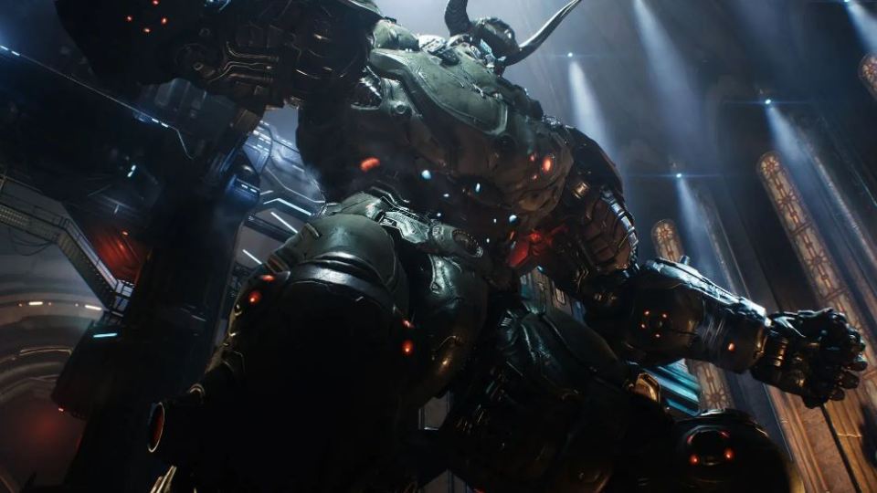 Gaming tech: large robotic figure.