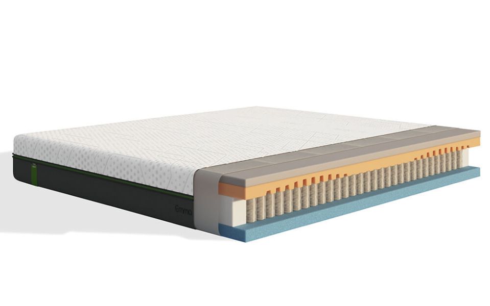 Illustration of Emma Diamond Hybrid Mattress cutaway showing its layers.