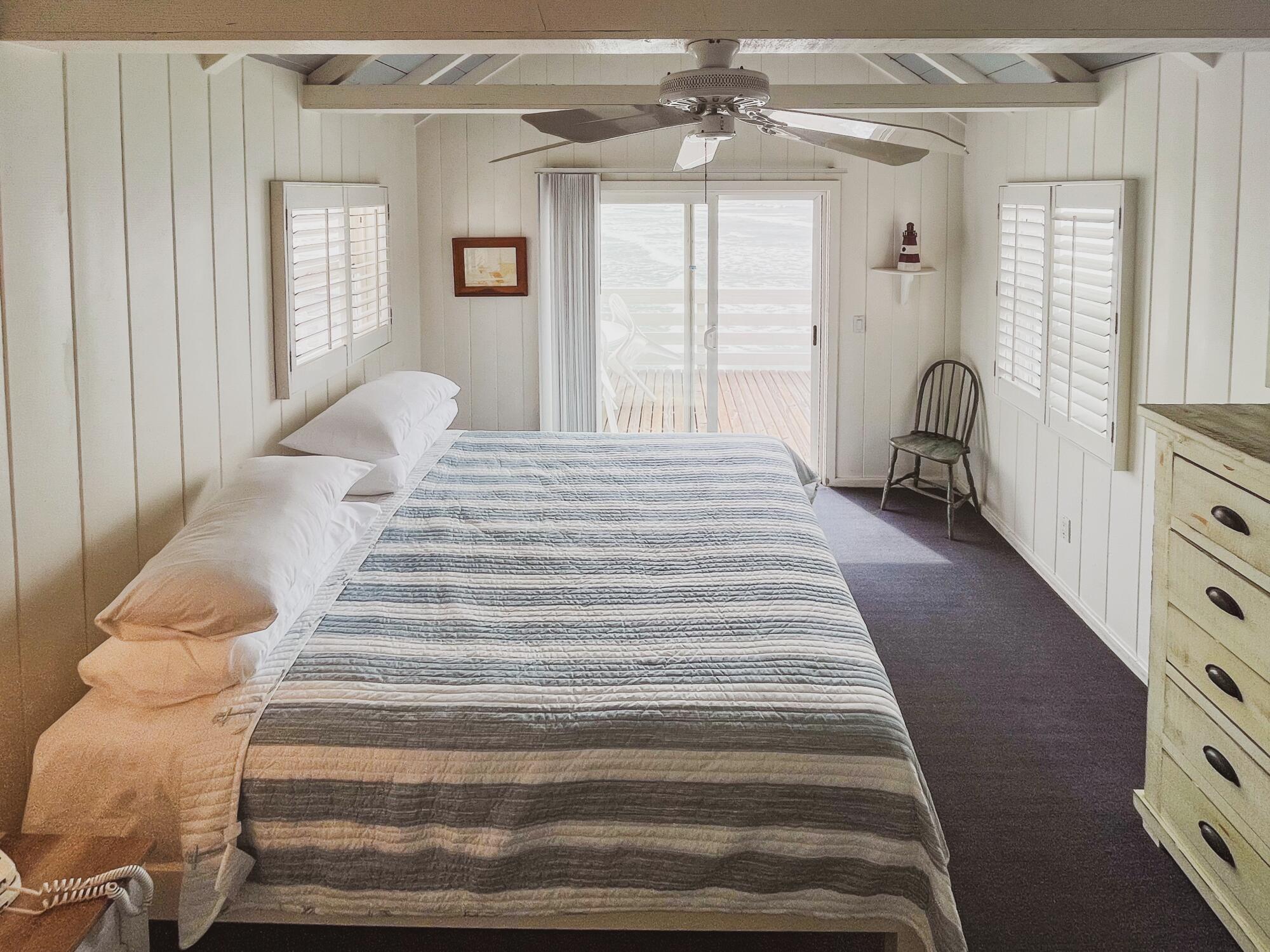 A room inside the Crystal Pier Hotel in Pacific Beach, San Diego.