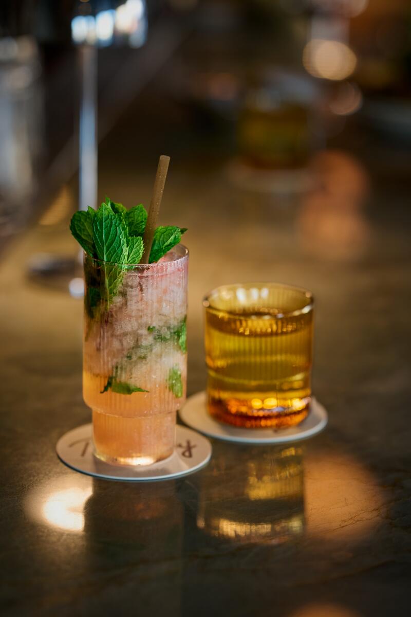 A view of cocktails served at Ponyboy at the Pearl Hotel in San Diego.