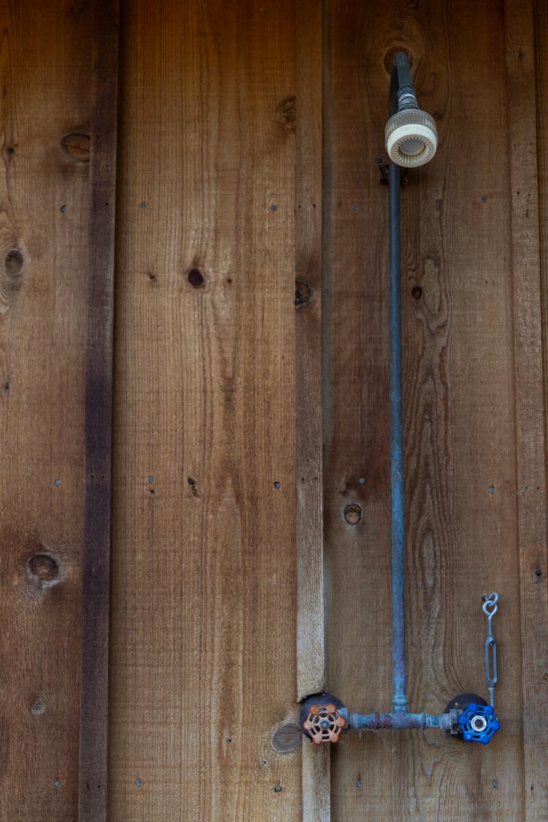 The outdoor shower at the Skyview Motel.