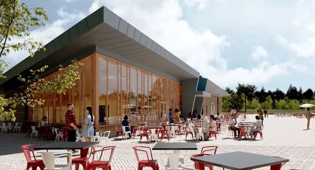 A computer-generated flythrough video of plans for the first Center Parcs holiday village in Scotland has gone on show in the Borders.
 Restaurant area