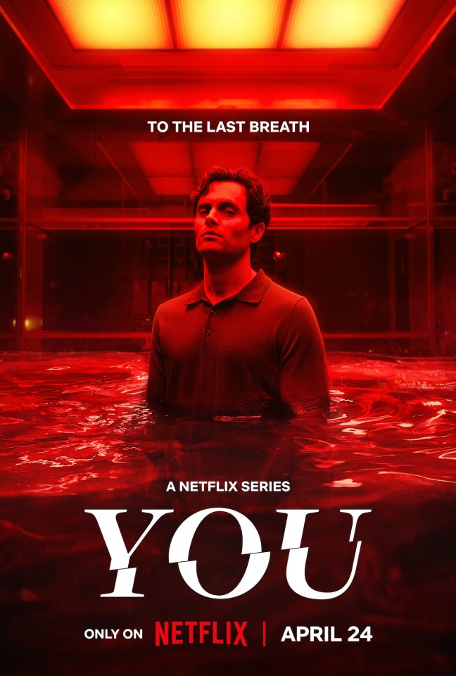Promotional poster for the Netflix series *You*, featuring Penn Badgley.