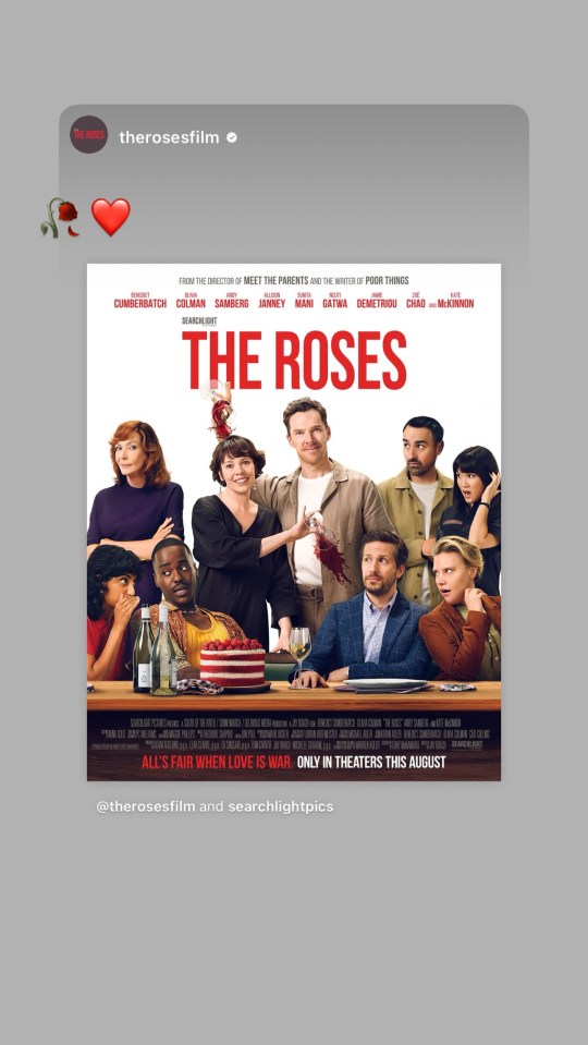 Poster for the film "The Roses," featuring the cast.