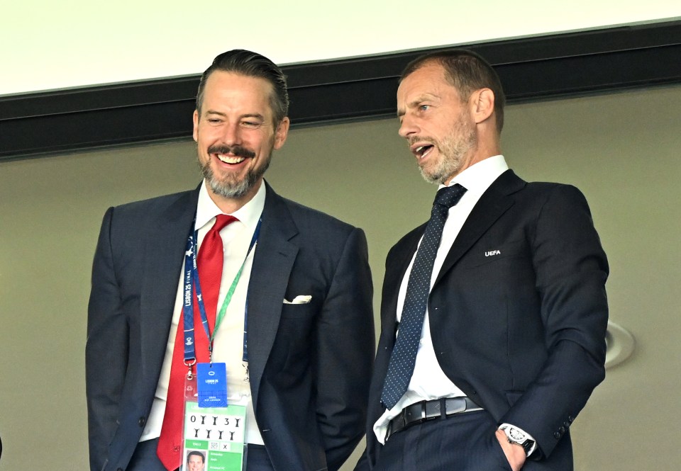 Josh Kroenke and Aleksander Ceferin at a UEFA Women's Champions League final.