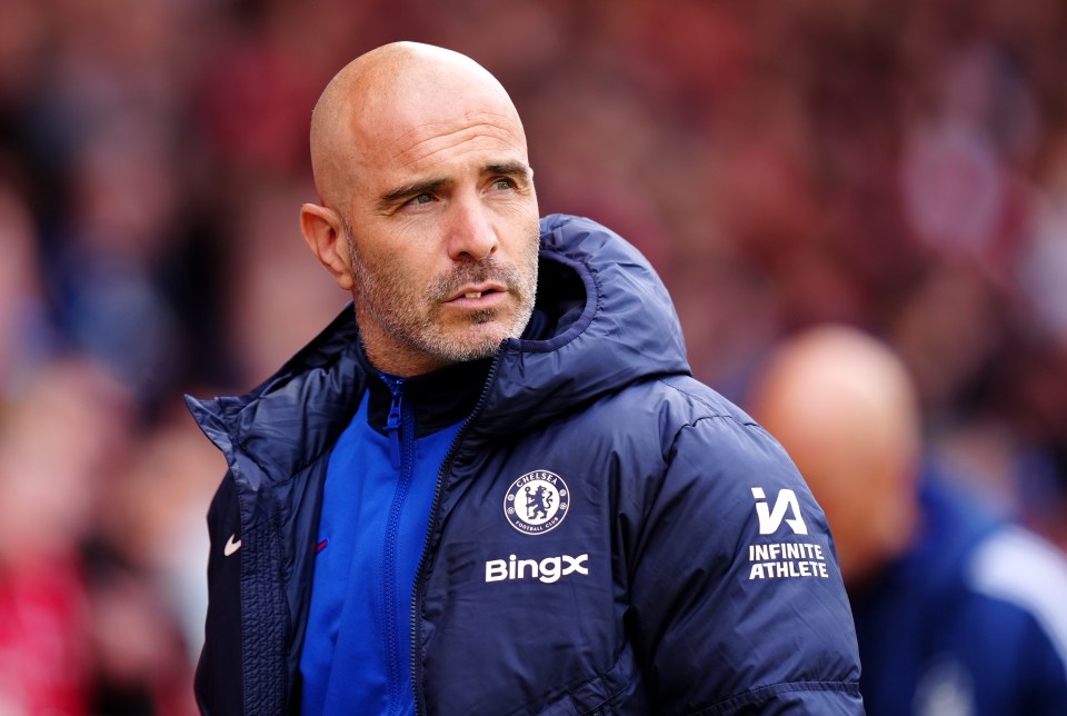 Enzo Maresca, Chelsea manager, at a Premier League match.