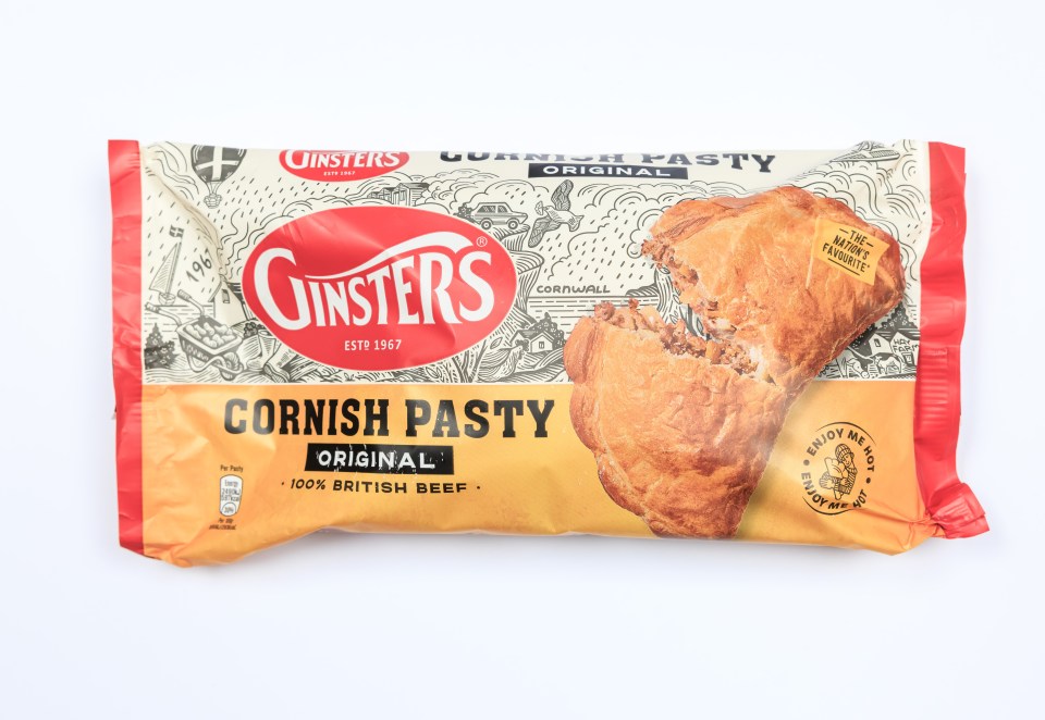Package of Ginsters Original Cornish Pasties.
