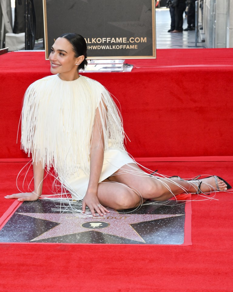 Gal Gadot receiving a star on the Hollywood Walk of Fame.