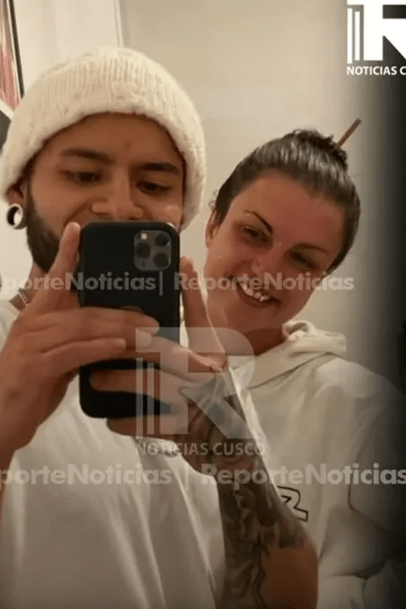 Couple taking a selfie.