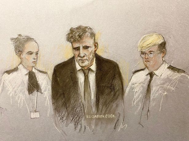 Court artist sketch by Elizabeth Cook of Paul Doyle
