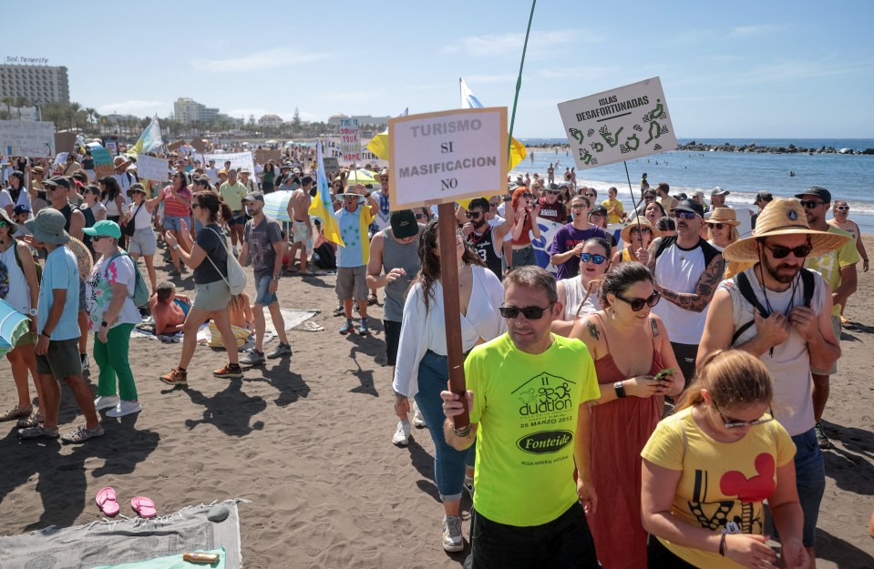 Protest against mass tourism in the Canary Islands.