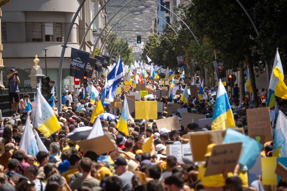 Protest against mass tourism in the Canary Islands.