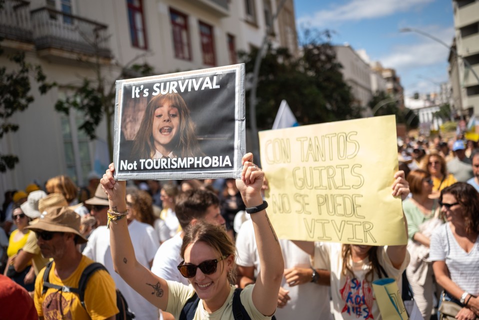 Protest against unsustainable tourism in the Canary Islands.