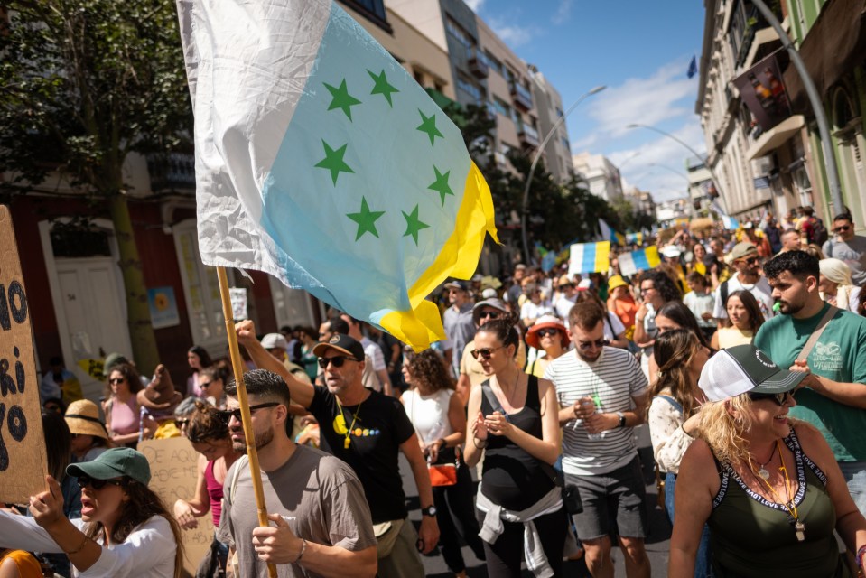 Protest against mass tourism in the Canary Islands.