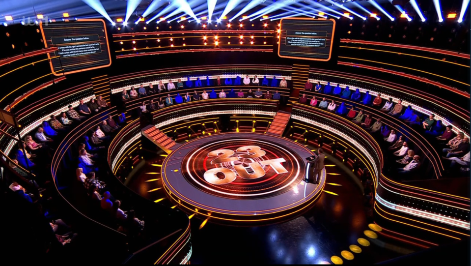 Screenshot of the "23 Out" game show set.