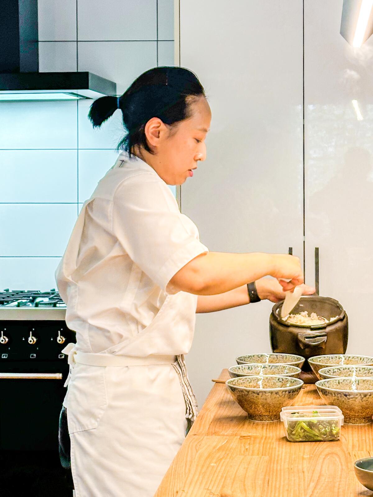 Jung Eun Chae at her six-seat restaurant Chae in Cockatoo, Victoria, Australia.