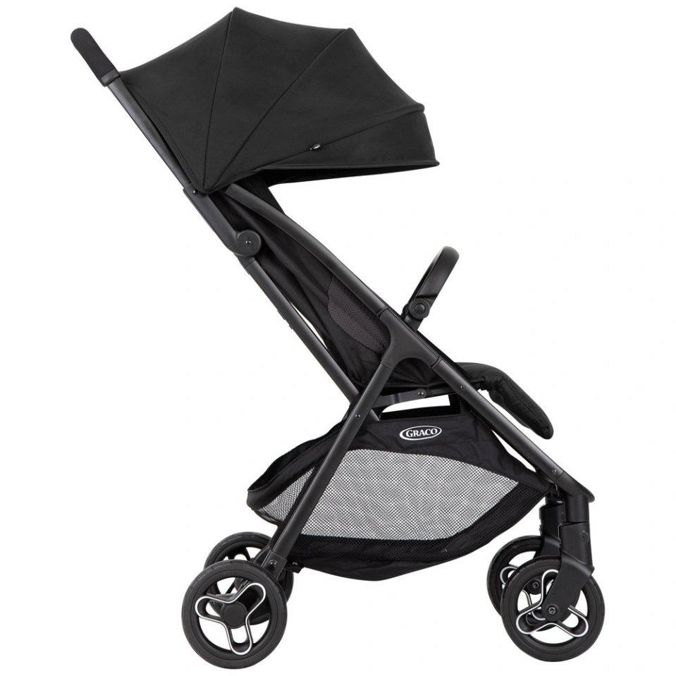 Black Graco stroller.
