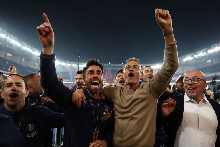 Luis Enrique reacts.