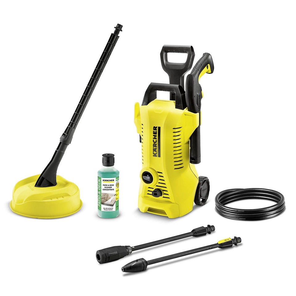 Karcher K2 Power Control pressure washer with accessories.