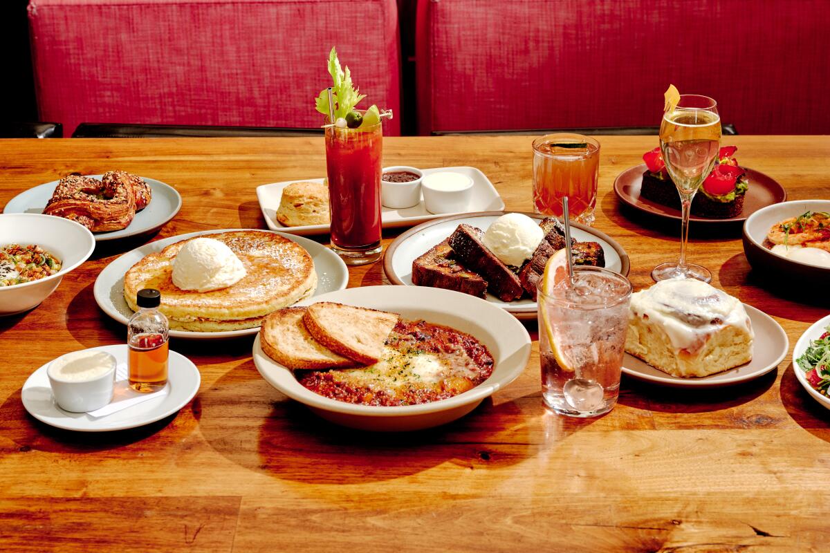 Brunch dishes and cocktails served at downtown L.A.'s Redbird.