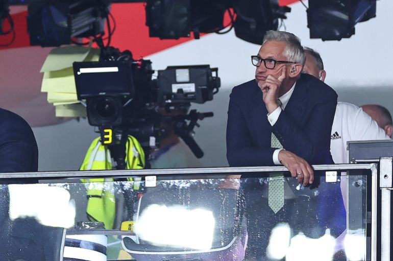 Gary Lineker reacts.