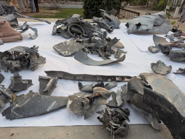 Pieces of the missiles were also kept for display which smelt of explosives and radiated heat. [Abid Hussain/Al Jazeera]