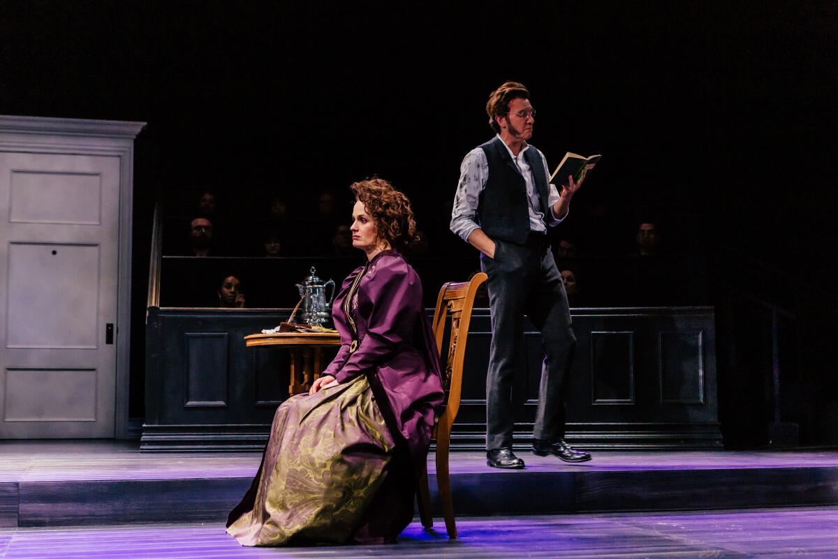 Elizabeth Reaser and Jason Butler Harner in "A Doll's House, Part 2" at Pasadena Playhouse.