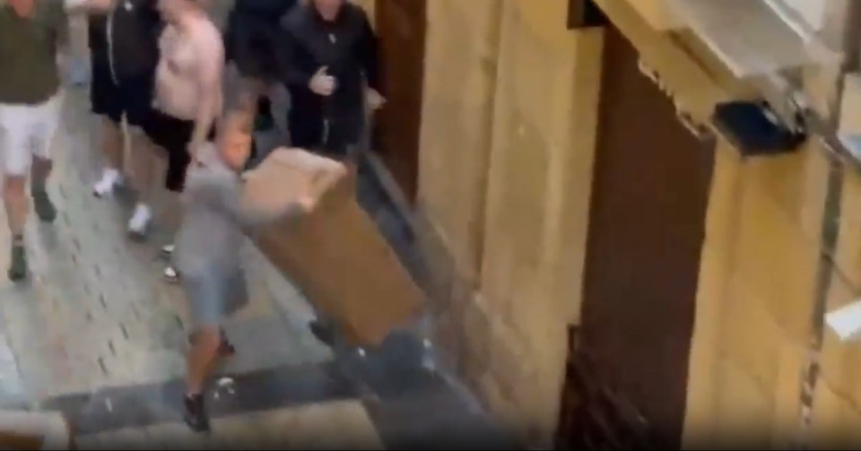 English soccer fans brawling in San Sebastian.
