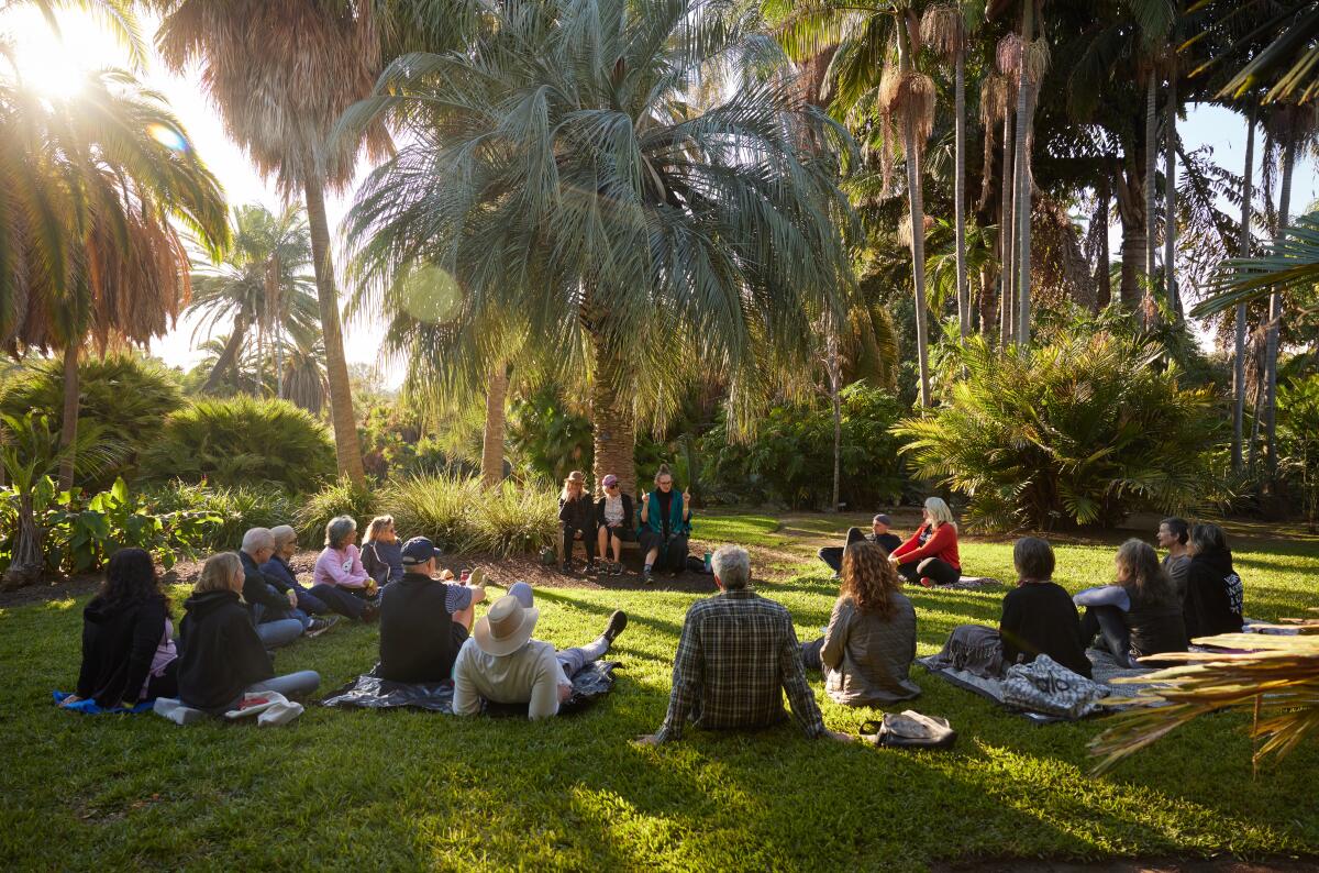 "Forest Therapy Class" led by therapist, Debra Wilbur at the Huntington Library, Art Museum and Botanical Gardens.