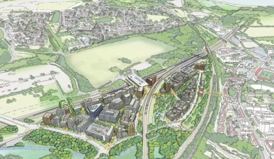 Illustration of Ebbsfleet Garden City, a £3.9bn development with 15,000 homes.