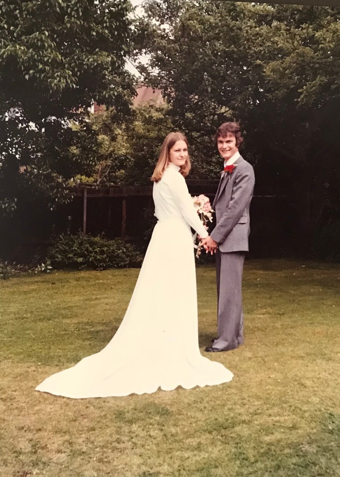 Photo of a bride and groom on their wedding day.