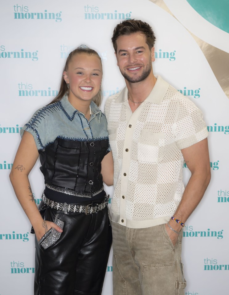 JoJo Siwa and Chris Hughes on the set of This Morning.