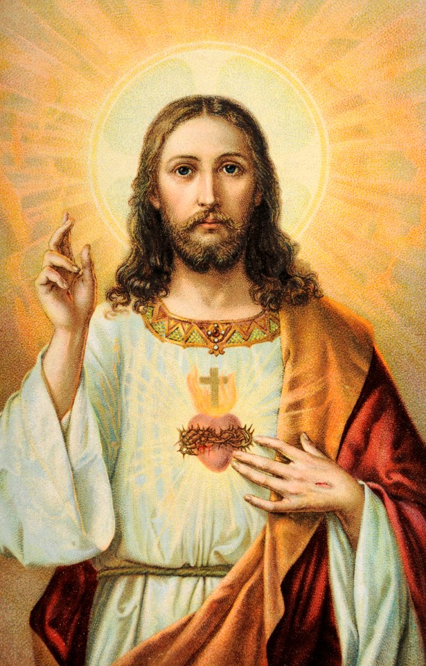 Illustration of Jesus Christ with a sacred heart.