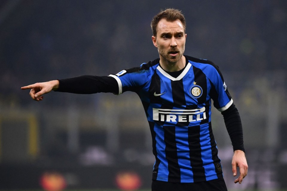 (FILES) In this file photograph taken on February 9, 2020, Inter Milan's Danish midfielder Christian Eriksen gestures during the Italian Serie A football match Inter Milan vs AC Milan at The San Siro Stadium in Milan. - Danish footballer Christian Eriksen, who collapsed with a cardiac arrest at last year's European Championships, completed a remarkable return to the sport on January 31, 2022, as he signed for Premier League side Brentford. The 29-year-old playmaker, who has been fitted with a pacemaker, has signed a contract till the end of the season. (Photo by MARCO BERTORELLO / AFP) (Photo by MARCO BERTORELLO/AFP via Getty Images)