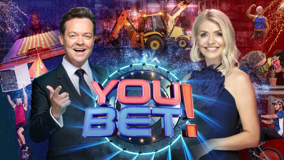 Promotional image for the TV show "You Bet!" featuring the hosts.