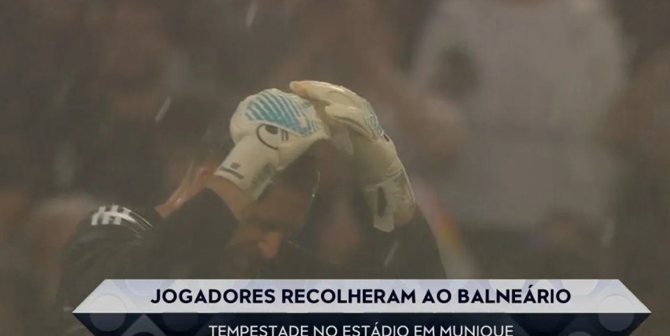 Soccer player in Munich during a storm.