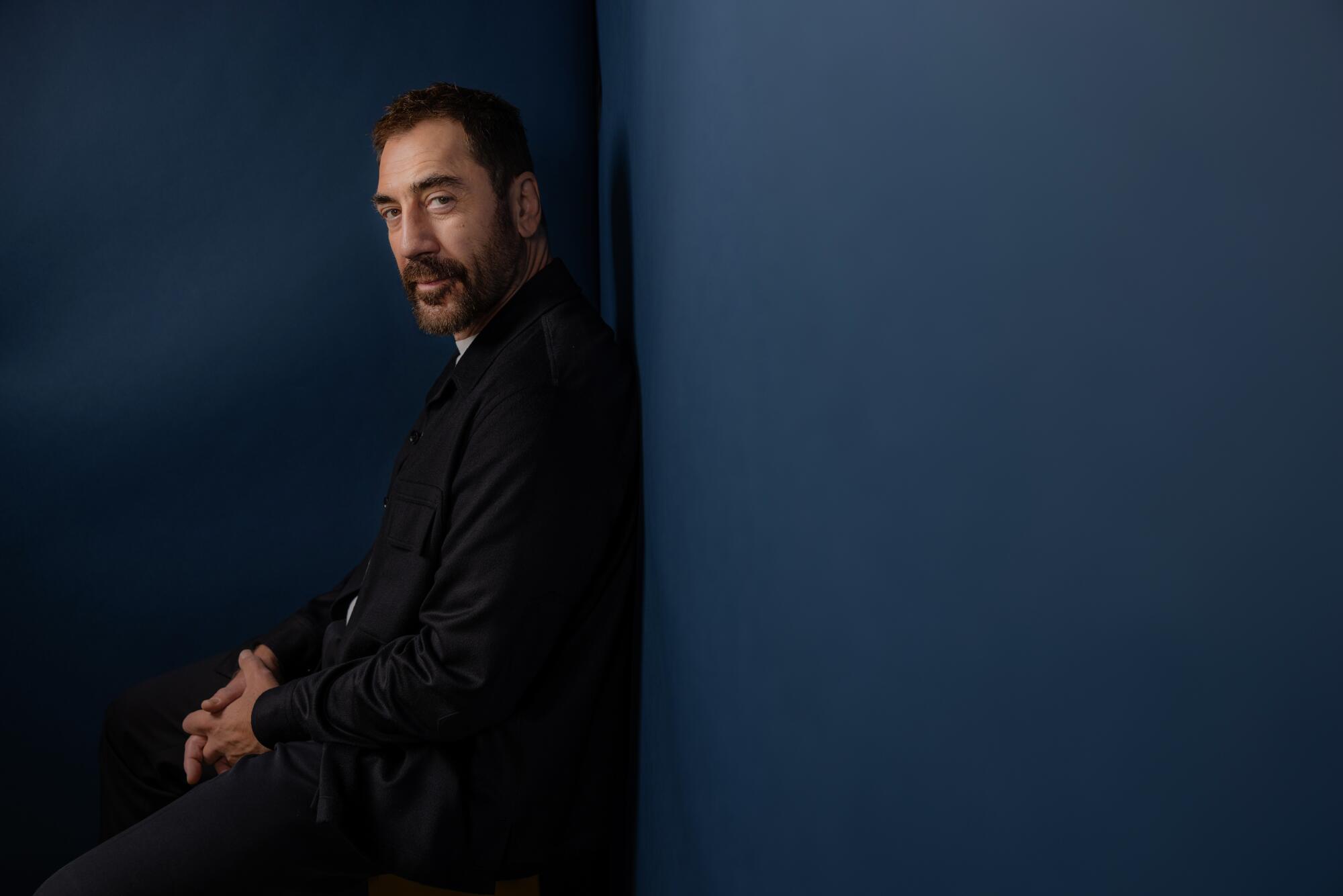 El Segundo, CA - May 04: Actor Javier Bardem poses for the LA Times Limited Series Emmy Roundtable